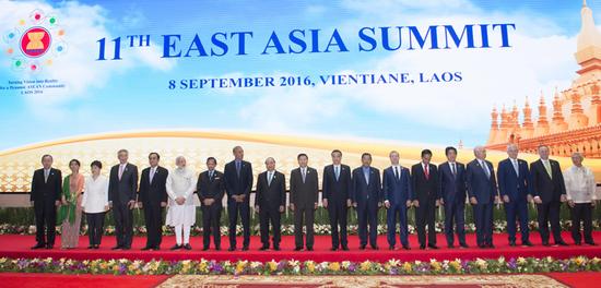 9月8日，国务院总理李克强在万象国家会议中心出席第十一届东亚峰会。新华社记者 王晔 摄